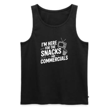 I'm Here for the Snacks and Commercials - Men's Premium Organic Tank Top - black - Front - AI Model Male 178 light (178cm)