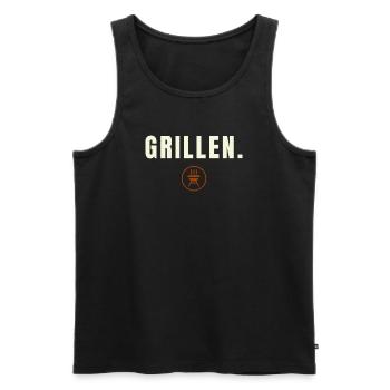 GRILLEN. Minimalist BBQ Design Success Edition - Männer Premium Bio Tank Top - Schwarz - Vorne - AI Model Male 178 light (178cm)