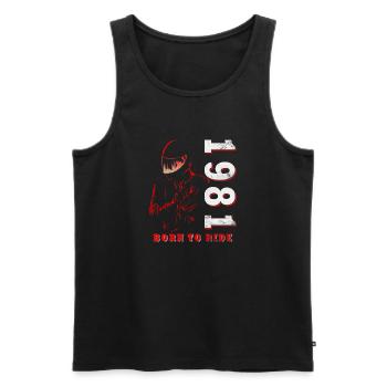 Vintage 1981 Retro Motorcycle Birthday Gift - Men's Premium Organic Tank Top - black - Front - AI Model Male 178 light (178cm)