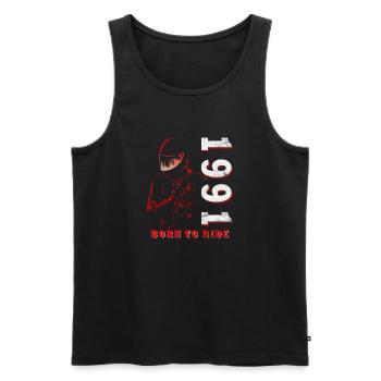 Vintage 1991 Retro Motorcycle Birthday Gift - Men's Premium Organic Tank Top - black - Front - AI Model Male 178 light (178cm)
