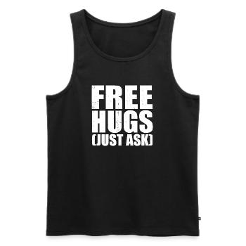 Free Hugs Just Ask Distressed Text - Men's Premium Organic Tank Top - black - Front - AI Model Male 178 light (178cm)