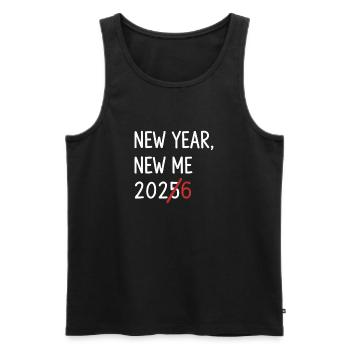 New Year New Me 2026 Strikethrough - Männer Premium Bio Tank Top - Schwarz - Vorne - AI Model Male 178 light (178cm)
