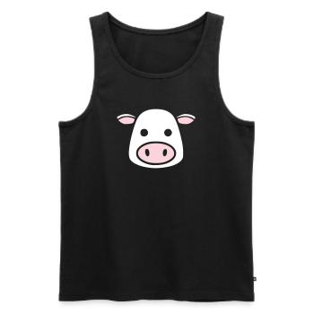 Süßer Kuh Kopf Gesicht Comic Vektor - Männer Premium Bio Tank Top - Schwarz - Vorne - AI Model Male 178 light (178cm)