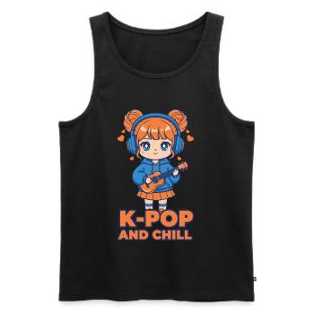 K-POP AND CHILL Cute Korean Kpop Music Anime Girl - Men's Premium Organic Tank Top - black - Front - AI Model Male 178 light (178cm)