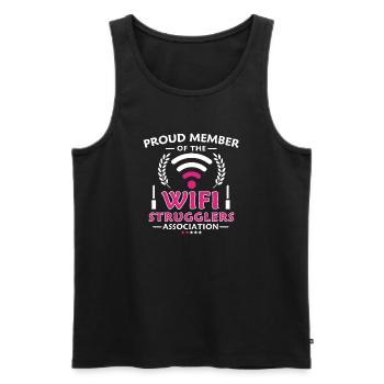 Stolzes Mitglied der Wifi Strugglers Association - Männer Premium Bio Tank Top - Schwarz - Vorne - AI Model Male 178 light (178cm)