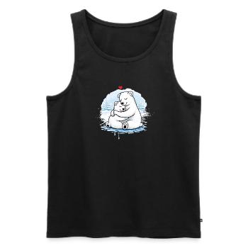 Cuddling polar bears in winter – a loving motif - Men's Premium Organic Tank Top - black - Front - AI Model Male 178 light (178cm)