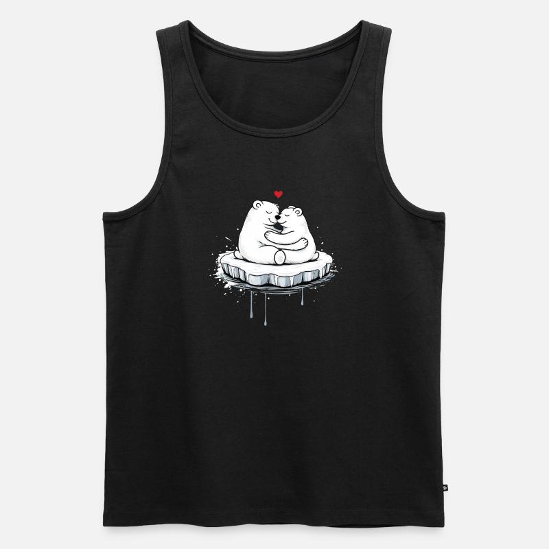 Zwei kuschelnde Eisbären auf Eisscholle  - Men's Premium Organic Tank Top - black