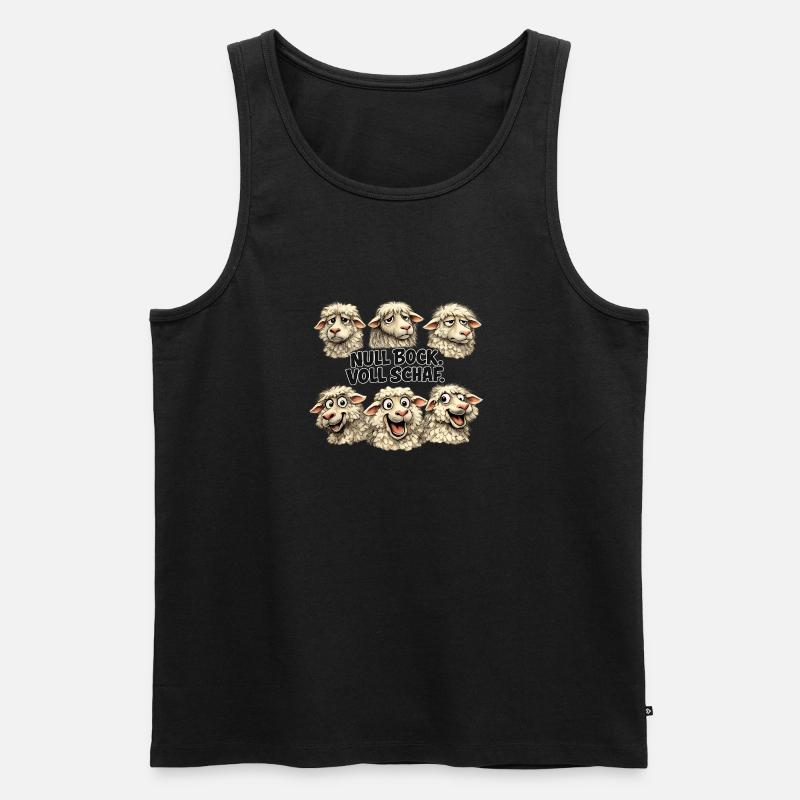 Schaf-Quintett: Null Bock Voll Schaf - Männer Premium Bio Tank Top - Schwarz
