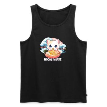 Kawaii Neko Ramen Cat Noodle Anime - Men's Premium Organic Tank Top - black - Front - Michal (187cm)