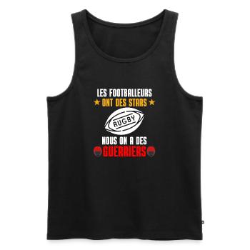 Rugby Guerriers vs Stars - Débardeur bio Premium Homme - noir - Devant - AI Model Male 178 light (178cm)