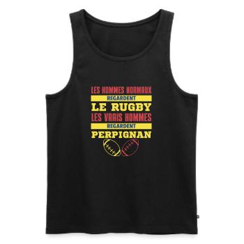 Rugby Perpignan Vrais Hommes - Débardeur bio Premium Homme - noir - Devant - Michal (187cm)