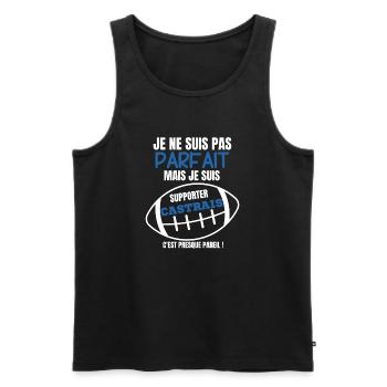 Supporter Castres Rugby Humour - Débardeur bio Premium Homme - noir - Devant - AI Model Male 178 light (178cm)