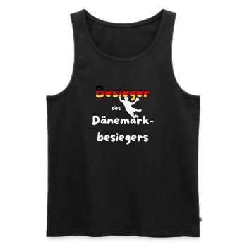 Vainqueur du DanemarkBattant Championnat d’Europe de handball 2026 - Débardeur bio Premium Homme - noir - Devant - AI Model Male 178 light (178cm)