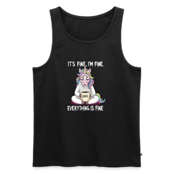 It's okay, I'm fine coffee unicorn humor - Men's Premium Organic Tank Top - black - Front - AI Model Male 178 light (178cm)