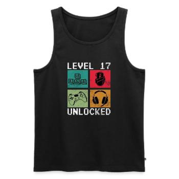 17th Birthday Level 17 unlocked - Men's Premium Organic Tank Top - black - Front - AI Model Male 178 light (178cm)