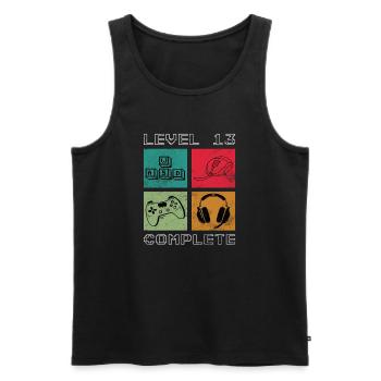 Level 13 abgeschlossen - Männer Premium Bio Tank Top - Schwarz - Vorne - AI Model Male 178 light (178cm)