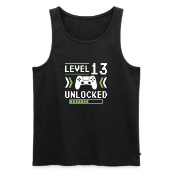 Level 13 - Men's Premium Organic Tank Top - black - Front - AI Model Male 178 light (178cm)
