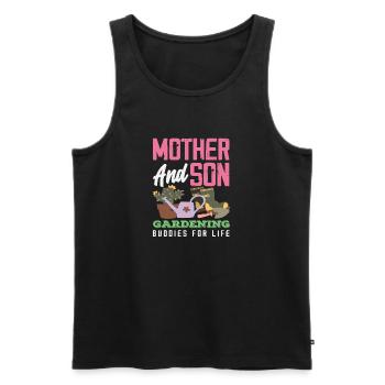 Mutter Sohn Gartenarbeit Garten Pflanzenliebhaber - Männer Premium Bio Tank Top - Schwarz - Vorne - AI Model Male 178 light (178cm)