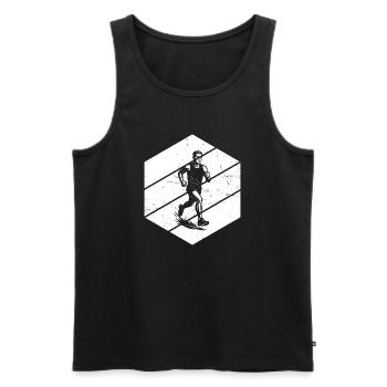 Puristisches Running Thema - Männer Premium Bio Tank Top - Schwarz - Vorne - AI Model Male 178 light (178cm)