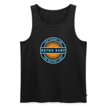 Retro Surf Sunburst Vintage-Surf-Logo - Männer Premium Bio Tank Top - Schwarz - Vorne - AI Model Male 178 light (178cm)