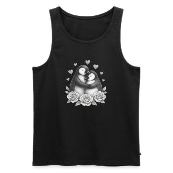 Liebesduo Pinguin Rosen - Männer Premium Bio Tank Top - Schwarz - Vorne - AI Model Male 178 light (178cm)