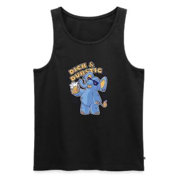 Dick und Durstig Lustiger Spruch Saufen Bier - Männer Premium Bio Tank Top - Schwarz - Vorne - AI Model Male 178 light (178cm)