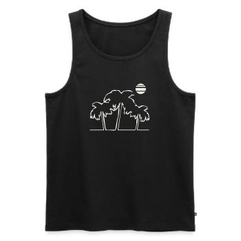 Tropical palm trees in sunset - Men's Premium Organic Tank Top - black - Front - AI Model Male 178 light (178cm)