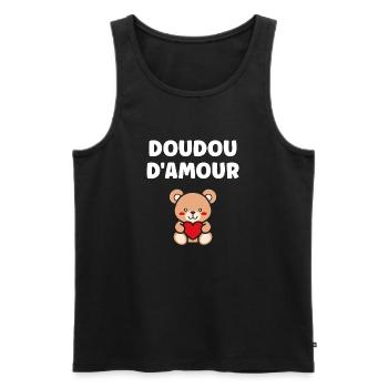 Doudou d'Amour Teddy Coeur Rouge - Débardeur bio Premium Homme - noir - Devant - Michal (187cm)