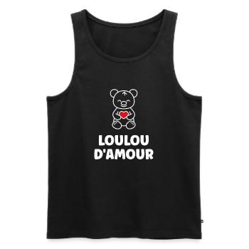 Ourson Coeur Rouge LOULOU - Débardeur bio Premium Homme - noir - Devant - AI Model Male 178 light (178cm)