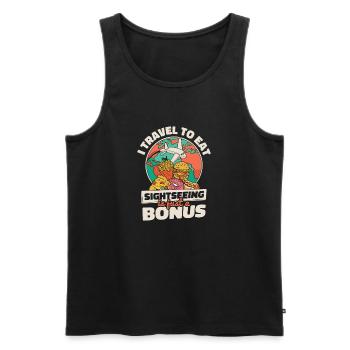 Le tourisme Travel To Eat n’est qu’un bonus - Débardeur bio Premium Homme - noir - Devant - Michal (187cm)