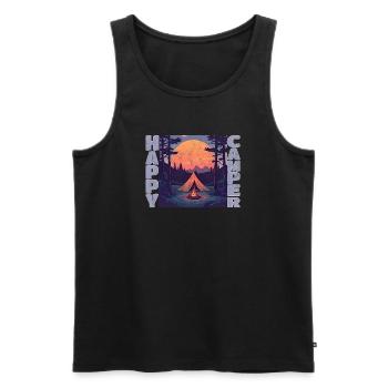 Happy Camper - Männer Premium Bio Tank Top - Schwarz - Vorne - AI Model Male 178 light (178cm)