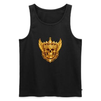 Golden skull with crown and wings - Men's Premium Organic Tank Top - black - Front - Michal (187cm)