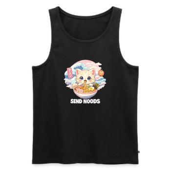 Ramen Nudeln Katzenliebhaber Retro Kawaii Katzen - Männer Premium Bio Tank Top - Schwarz - Vorne - Michal (187cm)