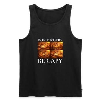 Ne vous inquiétez pas, motif pizza capybara - Débardeur bio Premium Homme - noir - Devant - AI Model Male 178 light (178cm)