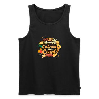 Les calories des vacances ne comptent pas le motif des voyages culinaires - Débardeur bio Premium Homme - noir - Devant - Michal (187cm)