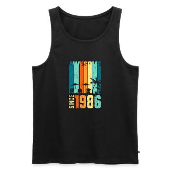 Vintage Tropical Skyline Since 1986 - Men's Premium Organic Tank Top - black - Front - Michal (187cm)