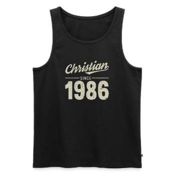 Christian style since 1986 - Men's Premium Organic Tank Top - black - Front - AI Model Male 178 light (178cm)