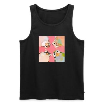 Quatre chouettes en cercle | Motif d’animal pastel mignon - Débardeur bio Premium Homme - noir - Devant - Michal (187cm)