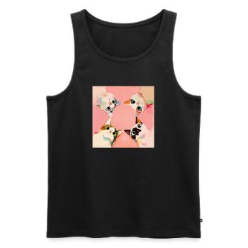 Vier Katzen im Kreis | Pastell Kawaii Motiv - Männer Premium Bio Tank Top - Schwarz - Vorne - Michal (187cm)