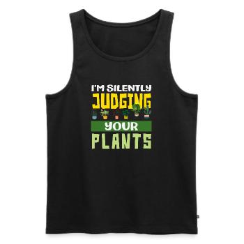 Pflanzenliebhaber, Der Stillschweigend Über Seine - Männer Premium Bio Tank Top - Schwarz - Vorne - Michal (187cm)