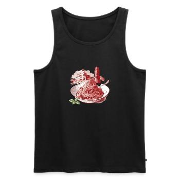 Roman pasta meets landmarks - Men's Premium Organic Tank Top - black - Front - AI Model Male 178 light (178cm)