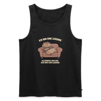 Capybara Sofa Legend Funny Relax Motif - Men's Premium Organic Tank Top - black - Front - AI Model Male 178 light (178cm)