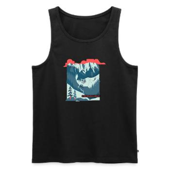 Illustration du paysage de la montagne Piste Rush - Débardeur bio Premium Homme - noir - Devant - AI Model Male 178 light (178cm)