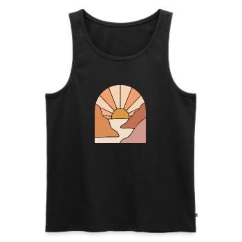 Sunlit Canyon Path - Men's Premium Organic Tank Top - black - Front - AI Model Male 178 light (178cm)