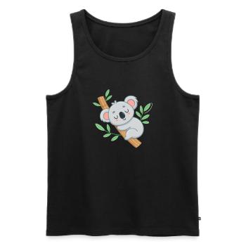 Dreamy Koala on Tropical Branch - Men's Premium Organic Tank Top - black - Front - AI Model Male 178 light (178cm)