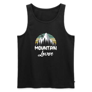 Montagne rétro Paysage montagneux - Débardeur bio Premium Homme - noir - Devant - AI Model Male 178 light (178cm)