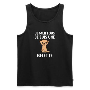 Cute Weasel on Black - Men's Premium Organic Tank Top - black - Front - AI Model Male 178 light (178cm)