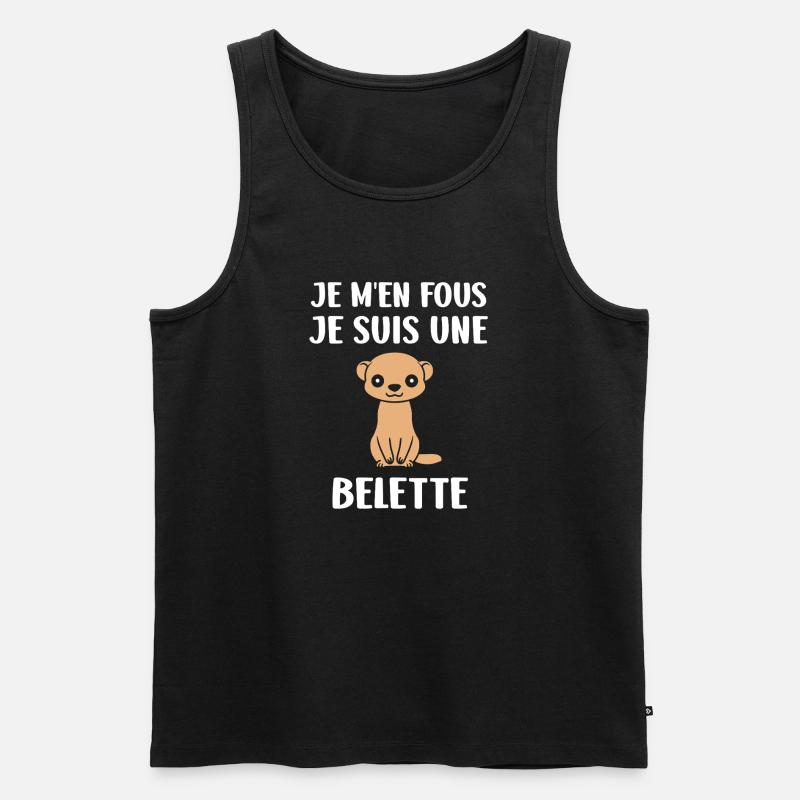 Süßes Wiesel auf Schwarz - Männer Premium Bio Tank Top - Schwarz