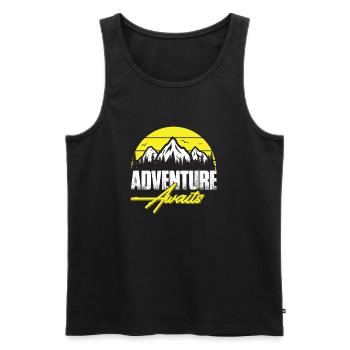 Abenteuer wartet Berglandschaft Neon - Männer Premium Bio Tank Top - Schwarz - Vorne - AI Model Male 178 light (178cm)