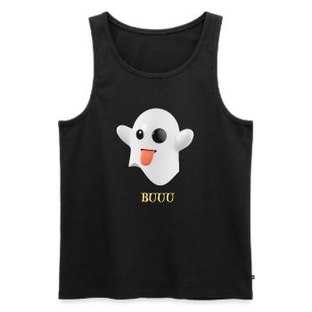 Fantôme duveteux à la langue - Débardeur bio Premium Homme - noir - Devant - AI Model Male 178 light (178cm)
